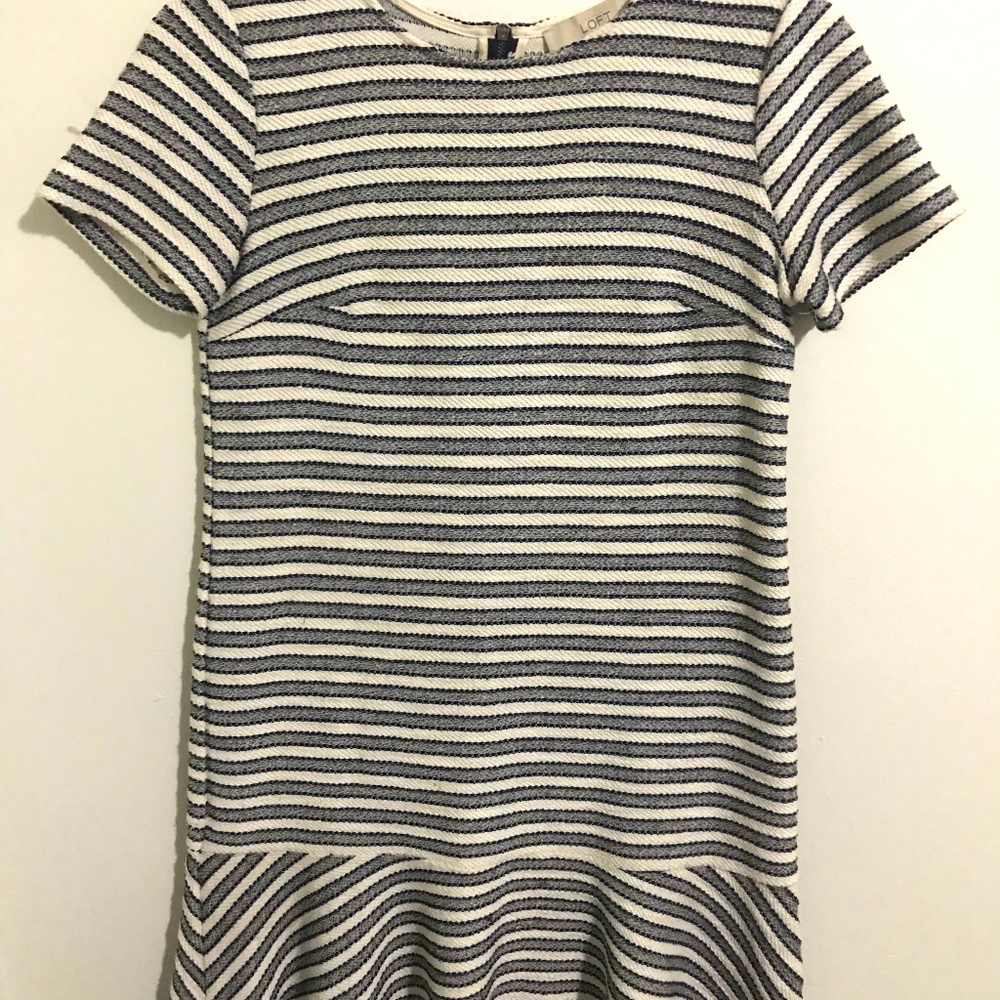 Loft Striped Dress with Peplum bottom